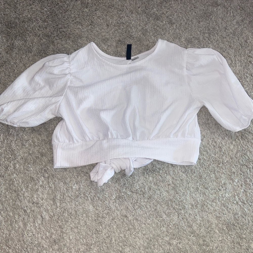 White blouse crop top